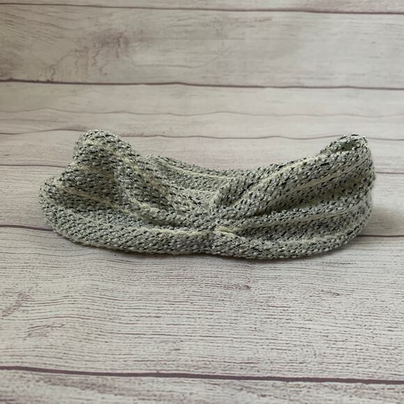 American Eagle Outfitters Cream Black Metallic Knit Headband Ear Warmer Winter - Picture 7 of 10